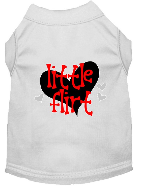 Little Flirt Screen Print Dog Shirt White Lg